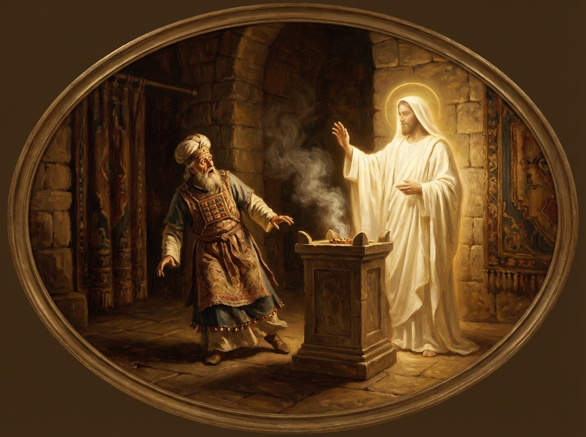 Gabriel appearing to Zechariah in the temple