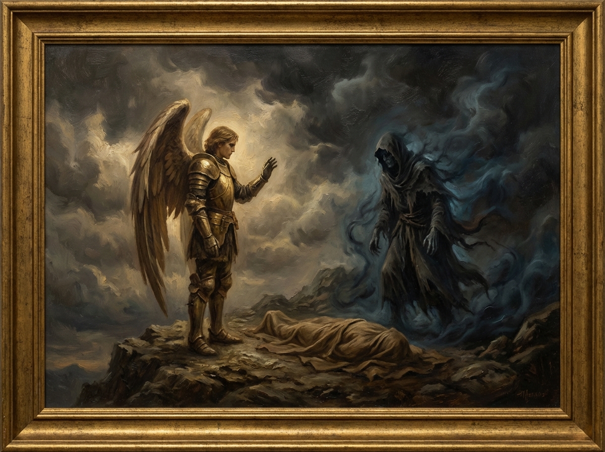 Michael disputing with the devil over the body of Moses