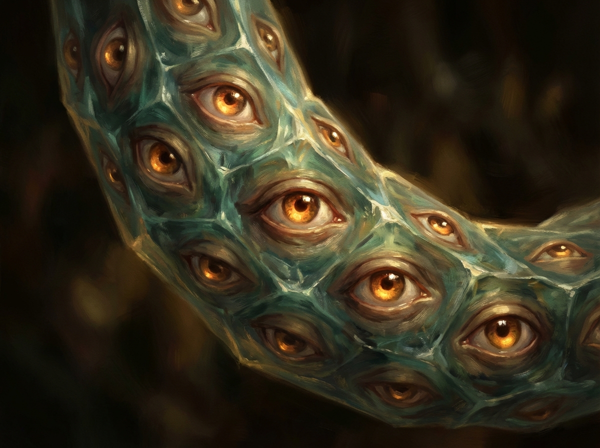 The rims of the wheels full of eyes